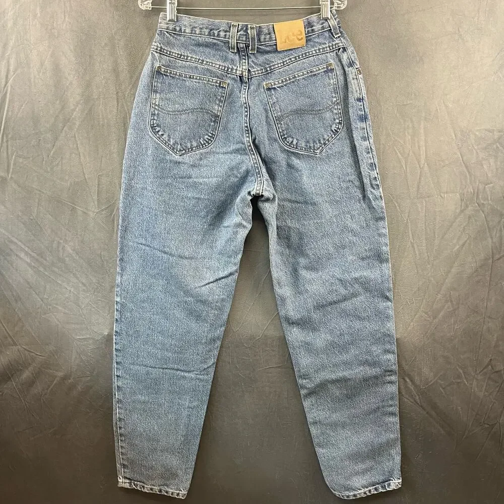 Vintage Lee Jeans 12 Medium Straight Leg Mom Jeans Medium Light Wash High Rise